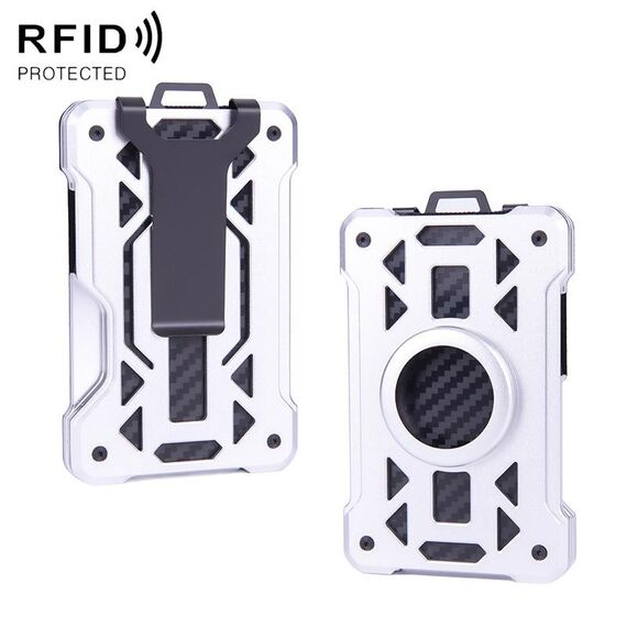 Per AirTag Tracker Card Holder Portafoglio RFID antifurto in metallo (un modello argento)