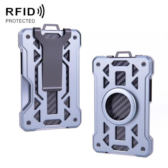 Per AirTag Tracker Card Holder Portafoglio RFID antifurto in metallo (modello A grigio)