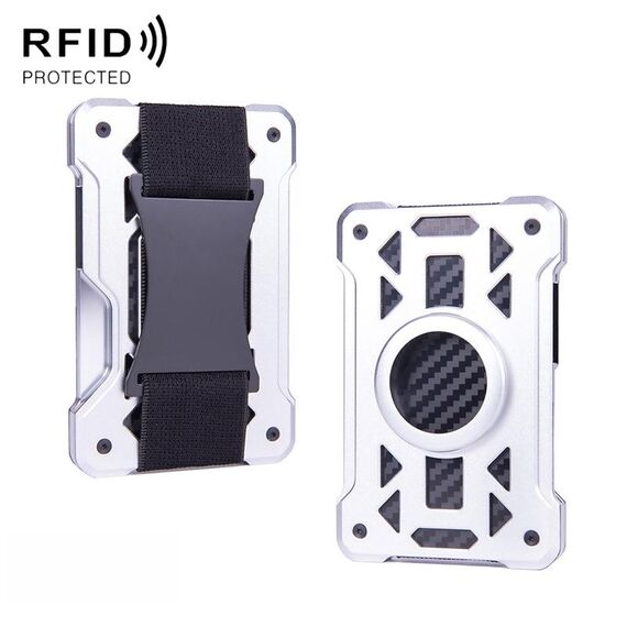 Per AirTag Tracker Card Holder Portafoglio RFID antifurto in metallo (modello B argento)