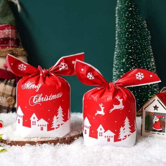 1 borsa Sacchetti per imballaggio di caramelle Sacchetti regalo per biscotti da forno 13,5x22 cm (Carnevale della neve rossa)