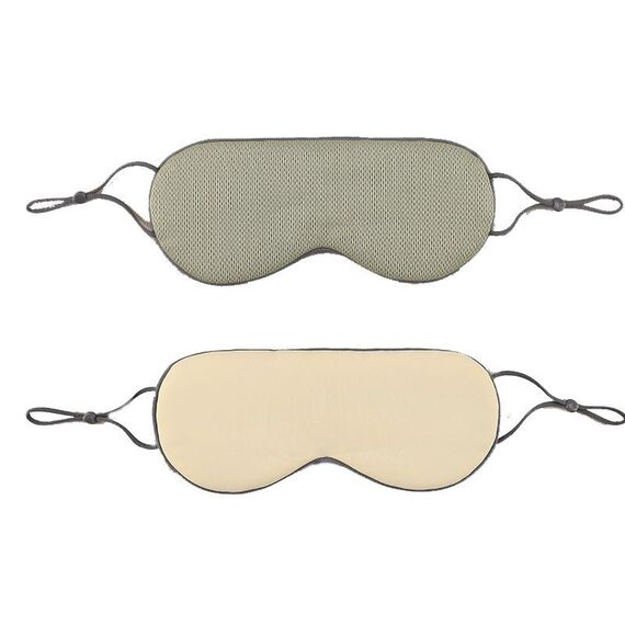 2pcs maschera per gli occhi del sonno a doppia faccia fasciatura elastica viaggio visiera (verde matcha + giallo avorio)