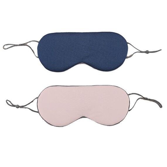 2pcs maschera per gli occhi del sonno a doppia faccia fasciatura elastica visiera da viaggio (profondo blu + rosa)
