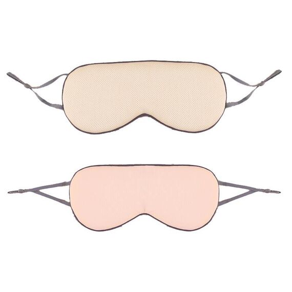 2pcs maschera per gli occhi del sonno a doppia faccia fasciatura elastica viaggio visiera (beige + rosa poco profondo)