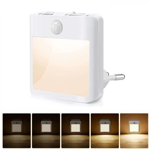 NL2101 Sensore di movimento Luce notturna a LED Spina CA Dimmer Luci di sonno, Specifiche: Spina UK calda e bianca