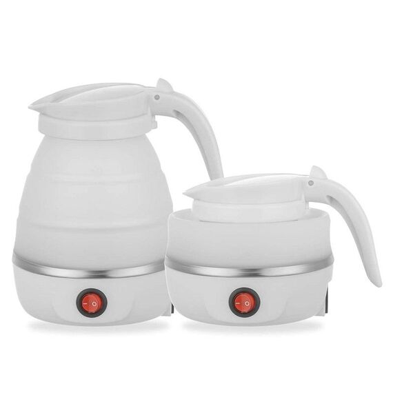 Bollitore elettrico portatile pieghevole in silicone per spina UK da viaggio per uso domestico (bianco)