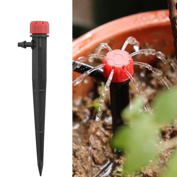 50 pz FH-118 13 cm Regolabile 8 Fori Spina di Terra Gocciolatore Sistema di Irrigazione del Giardino Ugello di Irrigazione (Red Hat)