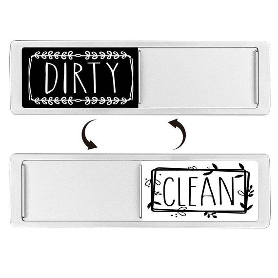 Magnete per lavastoviglie Clean Dirty Sign Magnete per frigorifero a doppia faccia (argento-nero e bianco)