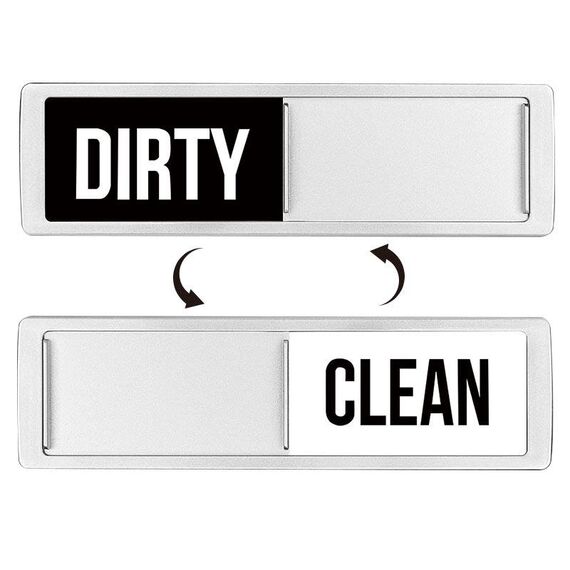 Magnete per lavastoviglie Clean Dirty Sign Magnete da frigorifero a doppia faccia (caratteri ruvidi in bianco e nero argento)