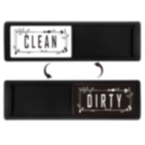 Magnete per lavastoviglie Clean Dirty Sign Magnete per frigorifero a doppia faccia (foglia nera)
