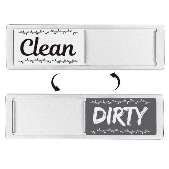 Magnete per lavastoviglie Clean Dirty Sign Magnete per frigorifero a doppia faccia (Pizzo argento bianco grigio)