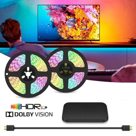 HDMI 2.0-PRO Smart Ambient TV Retroilluminazione a LED Kit di strisce luminose a LED Funziona con l'APP TUYA Alexa Voice Google Assistant 2 x 3 m (spina AU)