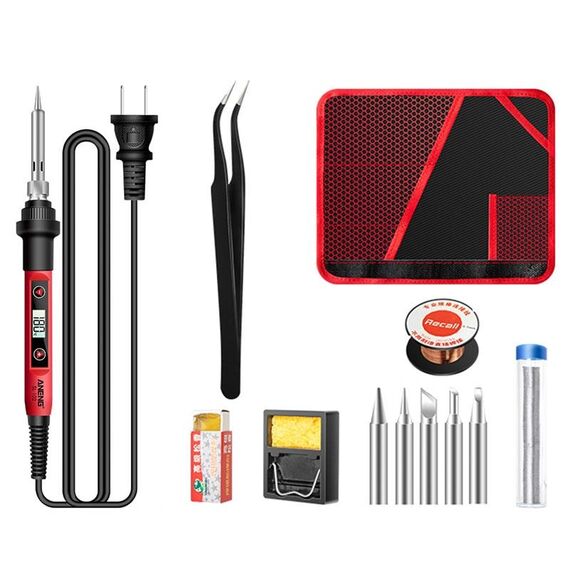 ANENG SL102 12 pz/set Termostato Digitale Domestico Temperatura Costante Saldatore Set 60W Kit di Strumenti per Saldatura a Calore Interno(Spina USA)