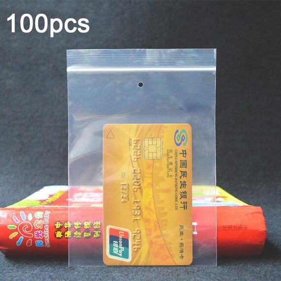 200 pezzi sacchetto a chiusura lampo perforato sacchetto di imballaggio trasparente addensato sacchetto sigillato in plastica 9 x 13 cm 10 foro inferiore in seta