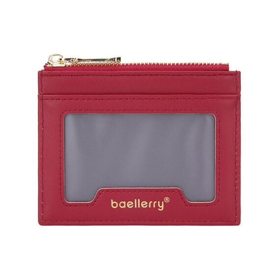 Baellerry Porta carte d'identità leggero e sottile Porta carte d'identità Portamonete multifunzionale (rosso)