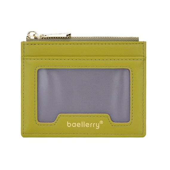 Baellerry Porta carte d'identità leggero e sottile Porta carte d'identità Portamonete multifunzionale (giallo verde)