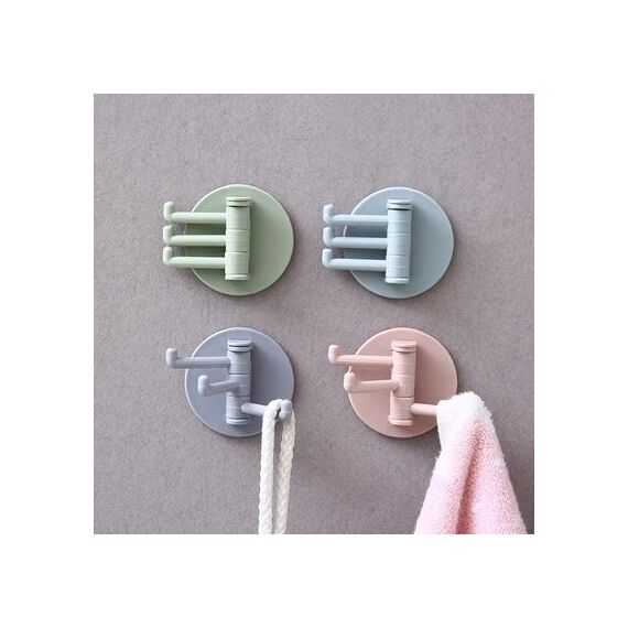 10 pezzi/confezione 3 ganci gancio girevole cucina bagno incolla gancio da parete (colore casuale)