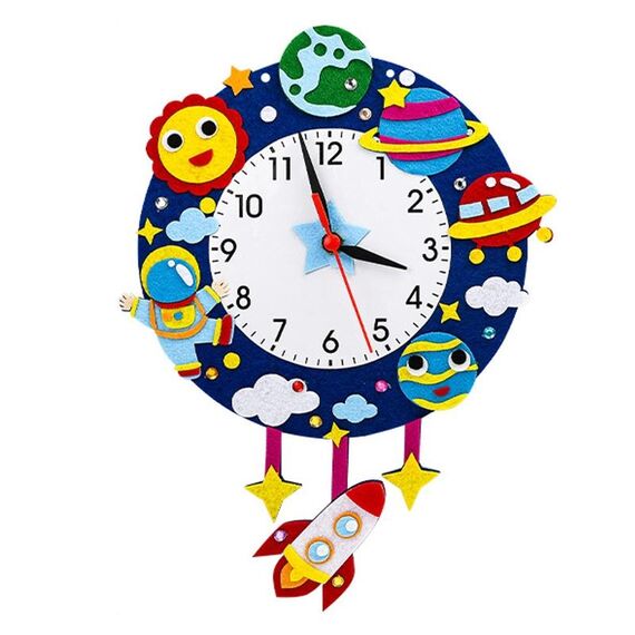 Orologio da cartone animato per bambini Sussidi didattici fatti a mano fai-da-te Decorazione natalizia (stile cartone animato casuale)