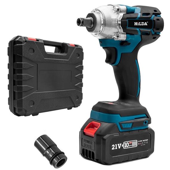Parti di riparazione al litio per chiavi motorizzate HILDA con presa da 22 mm, spina americana, modello: blu con 1 batteria + 1 caricabatterie (3000 mAh)