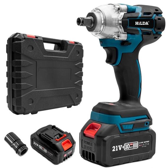 Parti di riparazione al litio per chiavi motorizzate HILDA con presa da 22 mm, spina americana, modello: blu con 2 batterie + 1 caricabatterie (3000 mAh)