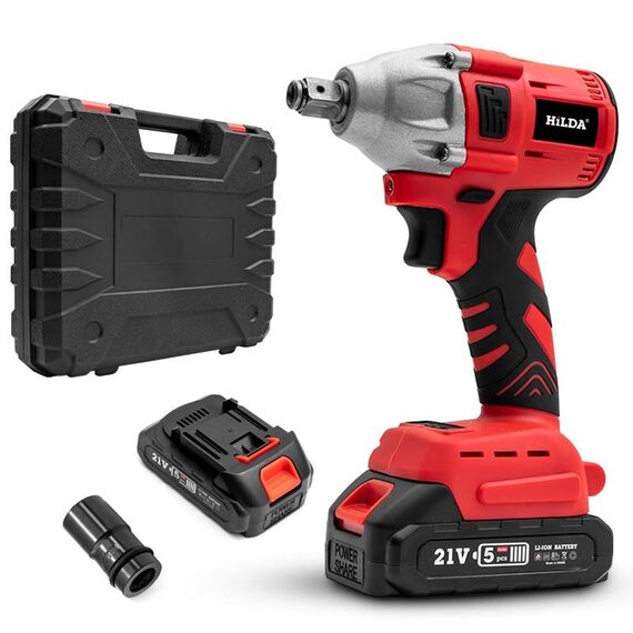 Parti di riparazione al litio per chiavi motorizzate HILDA con presa da 22 mm, spina americana, modello: rosso con 2 batterie + 1 caricabatterie (1500 mAh)