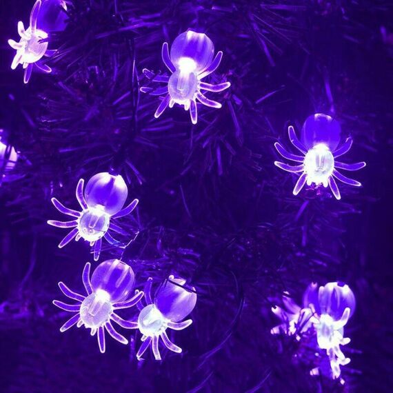 Bianco caldo 3m 20LED Halloween LED Cartoon Atmosfera Luce decorativa Stringa Decorazione natalizia Puntelli (Ragno viola)