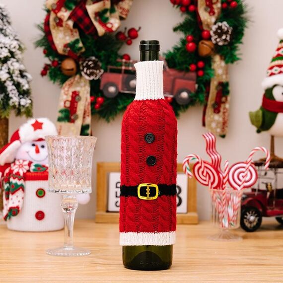 Decorazioni per il ristorante del festival della copertura della bottiglia di vino lavorata a maglia di Natale (cintura)