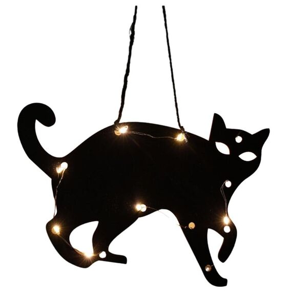 Decorazione natalizia per feste con luci sospese incandescenti di Halloween Black Cat 4.5V