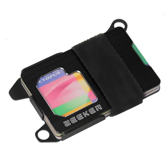 Portafoglio multifunzione ZEEKER RFID in metallo Porta carte EDC (cintura in tessuto nero)