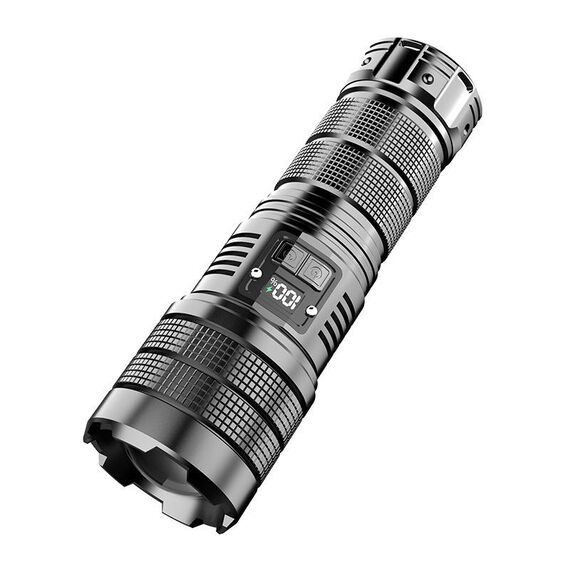 X9 Torcia elettrica con zoom per display digitale laser bianco per esterni Torcia con illuminazione a lungo raggio (senza batterie)