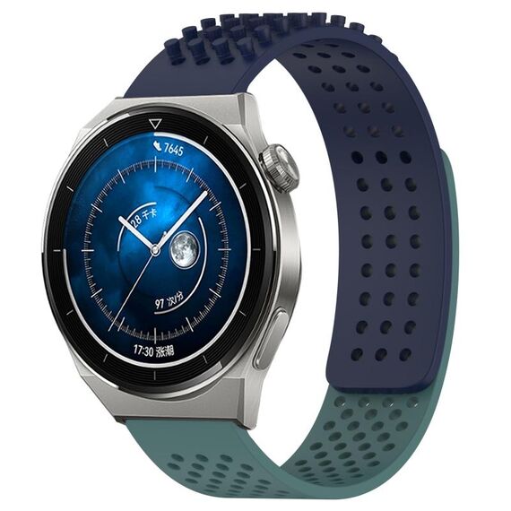 Per Huawei Watch GT3 Pro 43mm Fori 20mm Cinturino in silicone traspirante con punti 3D (blu notte + verde oliva)