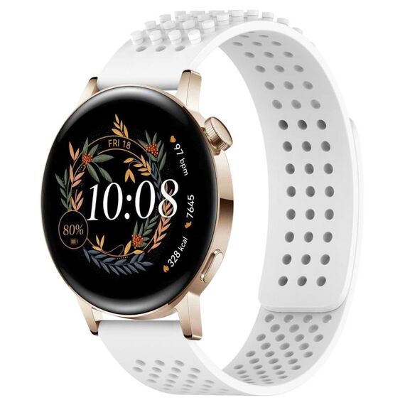 Per Huawei Watch GT3 42mm 20mm Fori Cinturino in silicone traspirante con punti 3D (bianco)