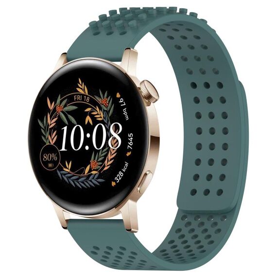 Per Huawei Watch GT3 42mm 20mm Fori Cinturino in silicone traspirante con punti 3D (verde oliva)