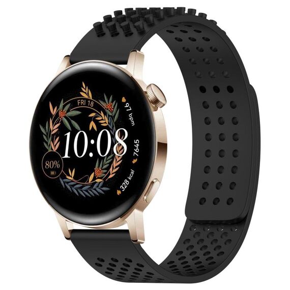 Per Huawei Watch GT3 42mm 20mm Fori Cinturino in silicone traspirante con punti 3D (nero)