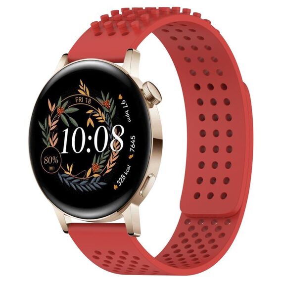 Per Huawei Watch GT3 42 mm 20 mm fori cinturino in silicone traspirante con punti 3D (rosso)