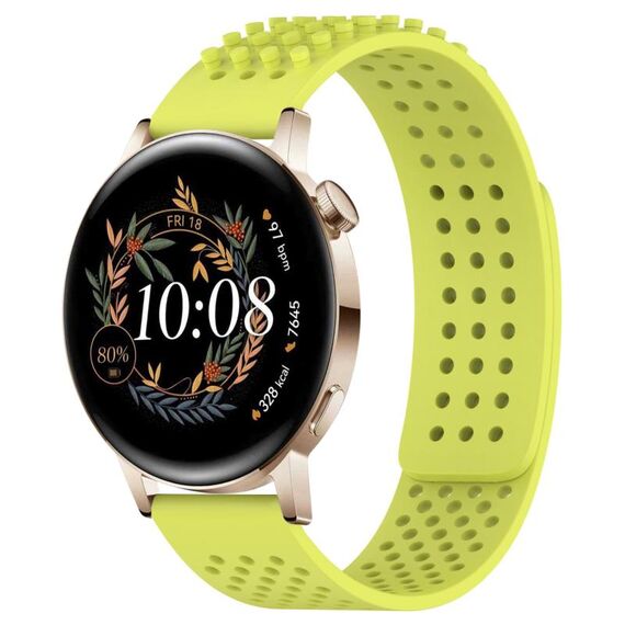 Per Huawei Watch GT3 42mm 20mm Fori Cinturino in silicone traspirante con punti 3D (verde lime)