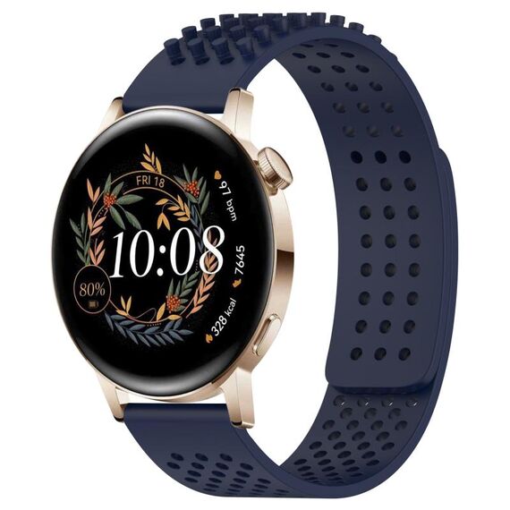 Per Huawei Watch GT3 42mm 20mm Fori Cinturino in silicone traspirante con punti 3D (blu notte)