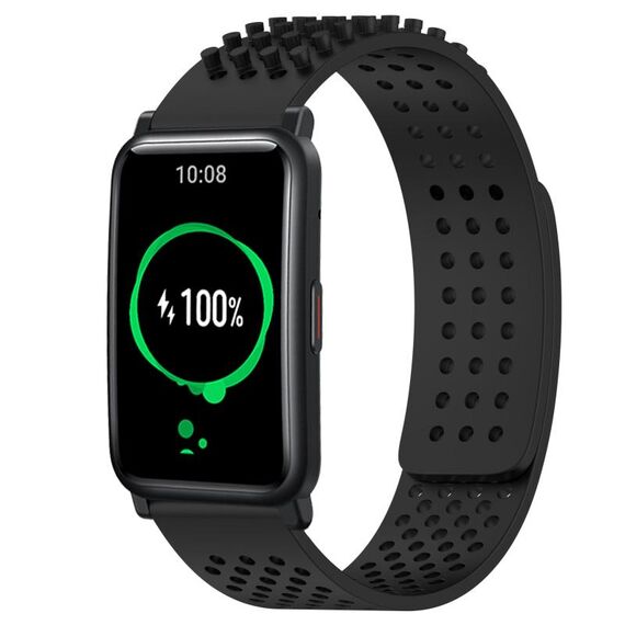Per Honor Watch ES Cinturino in silicone traspirante con punti 3D da 20 mm (nero)