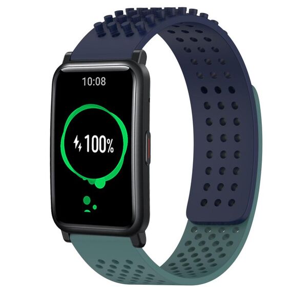 For Honor Watch ES Cinturino in silicone traspirante con punti 3D con fori da 20 mm (blu notte + verde oliva)