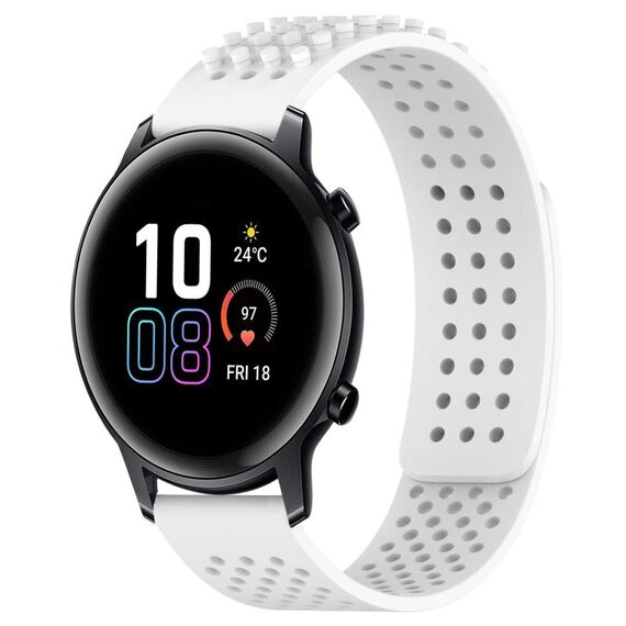 Cinturino per orologio in silicone traspirante con punti 3D per Honor MagicWatch2 42mm 20mm (bianco)