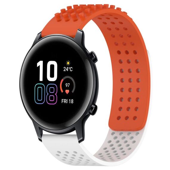 Per Honor MagicWatch2 42mm 20mm Fori Cinturino in silicone traspirante con punti 3D (arancione + bianco)