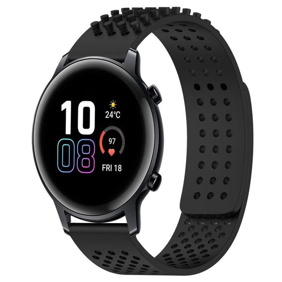Per Honor MagicWatch2 42mm 20mm Fori Cinturino in silicone traspirante con punti 3D (nero)
