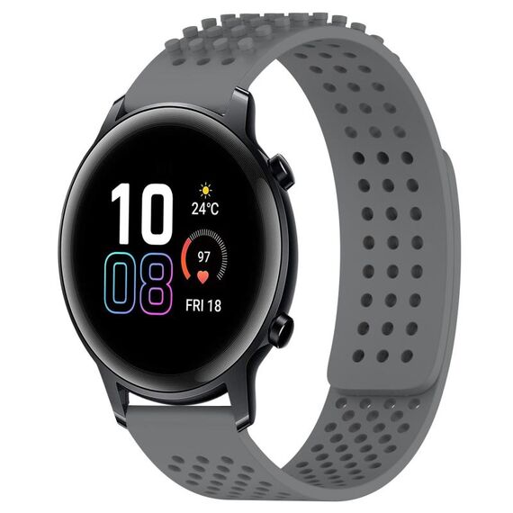 Per Honor MagicWatch2 42mm 20mm Fori Cinturino in silicone traspirante con punti 3D (grigio)