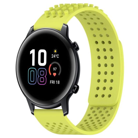 Per Honor MagicWatch2 42mm 20mm Fori Cinturino in silicone traspirante con punti 3D (verde lime)