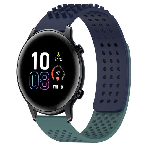 Per Honor MagicWatch2 42mm 20mm Fori Cinturino in silicone traspirante con punti 3D (blu notte + verde oliva)