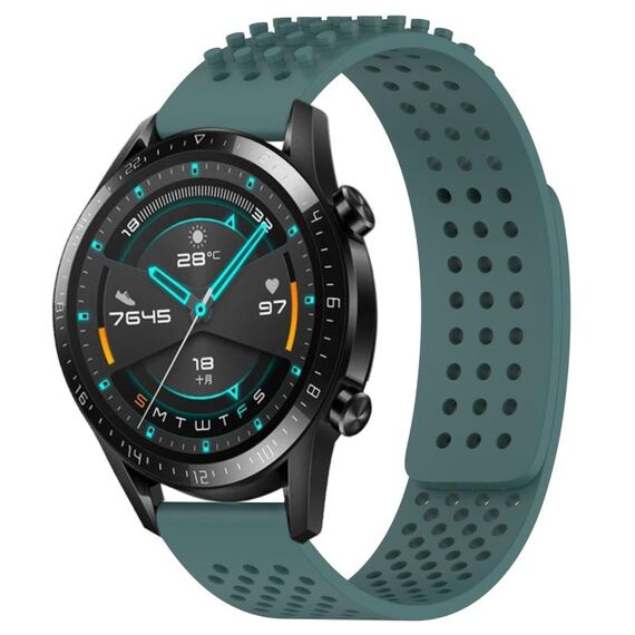 Per Huawei Watch GT2 42mm 20mm Fori Cinturino in silicone traspirante con punti 3D (verde oliva)