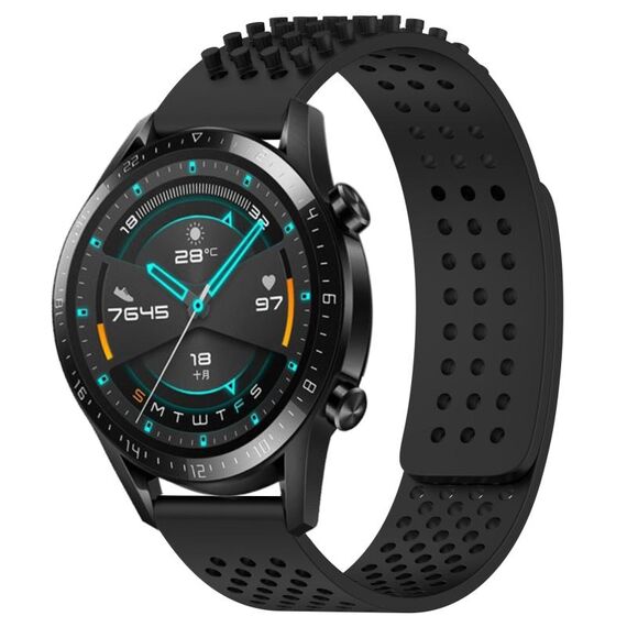 Per Huawei Watch GT2 42mm 20mm Fori Cinturino in silicone traspirante con punti 3D (nero)