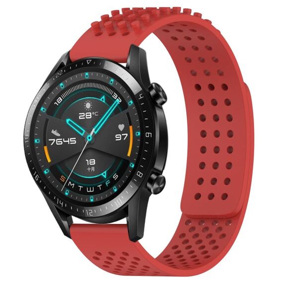 Per Huawei Watch GT2 42mm 20mm Fori Cinturino in silicone traspirante con punti 3D (Rosso)