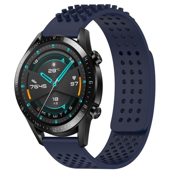 Per Huawei Watch GT2 42mm 20mm Fori Cinturino in silicone traspirante con punti 3D (blu notte)