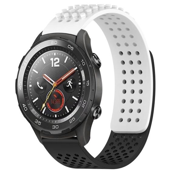 Per Huawei Watch 2 cinturino in silicone traspirante con punti 3D con fori da 20 mm (bianco + nero)
