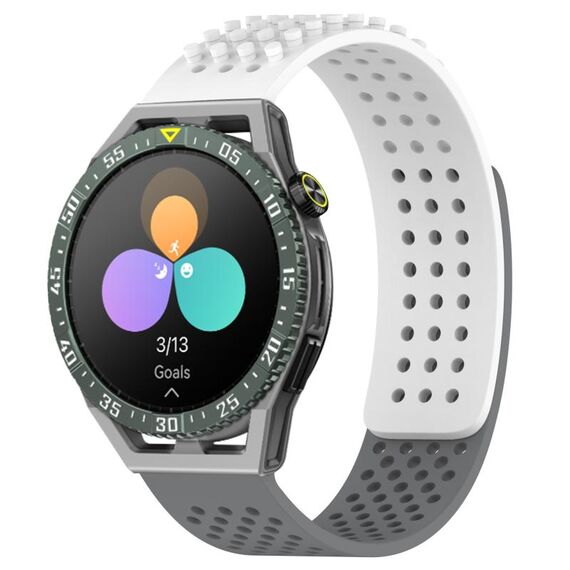 Per Huawei Watch GT3 SE cinturino in silicone traspirante con punti 3D da 22 mm (bianco + grigio)